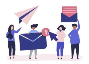 Email marketing team collaboration illustration